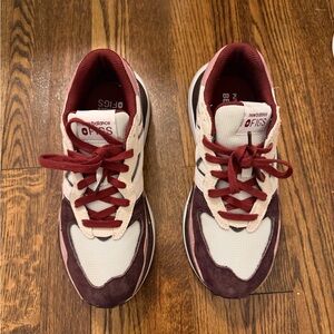 New Balance Maroon and Cream Sneakers x Figs